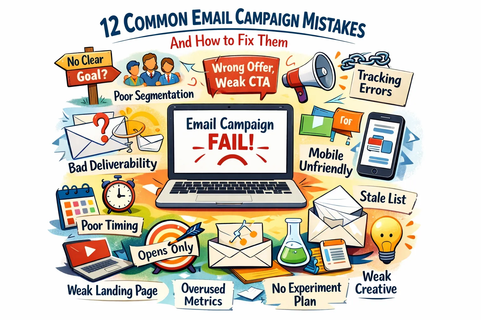 12 common mistakes in email campaigns and how to fix them